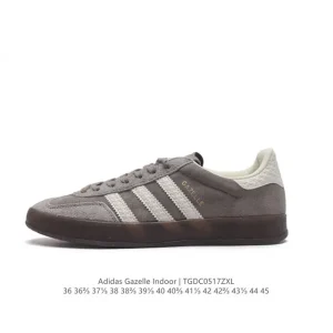 Adidas Originals Gazelle Indoor Retro Leather Sneakers with Gum Sole