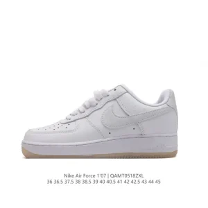 Nike Air Force 1 '07 Low White Leather Sneakers with Air Cushioning