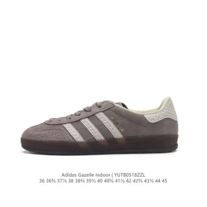Adidas Originals Gazelle Indoor Retro Leather Sneakers with Gum Sole