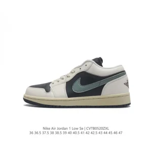 Air Jordan 1 Low Retro Classic Leather Sneakers with Air Cushioning