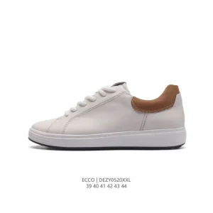 ECCO Men's Dezy0520 White Leather Sneakers with Thick Sole