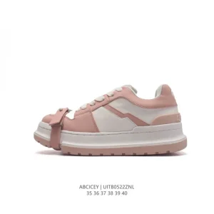 Abcicey Women's Retro White Grey Chunky Platform Sneakers