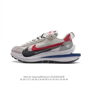 Nike Sacai Vaporwaffle 3.0 Red Neptune Green Collaborative Running Shoe
