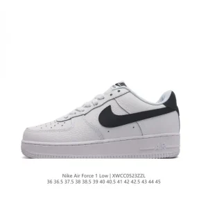 Nike Air Force 1 07 Low White Leather Sneakers with Air Cushioning