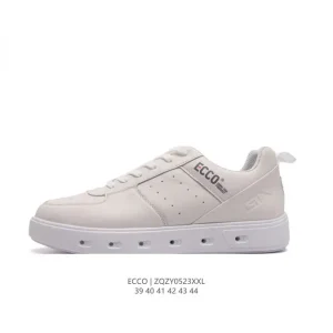 ECCO Men's White Leather Chunky Sole Sneakers for Casual Wear