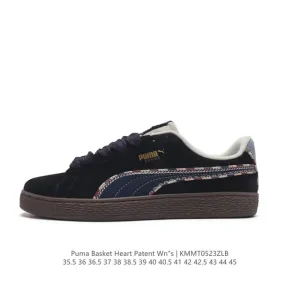 Puma Basket Heart Patent Leather Unisex Platform Sneakers for Men and Women