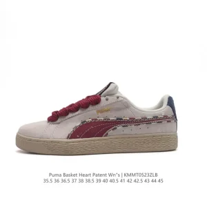 Puma Basket Heart Patent Leather Platform Sneakers for Men and Women