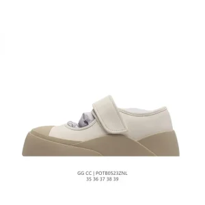 Gg Cc Luxury Leather Sneakers for Women with 5cm Height Increase
