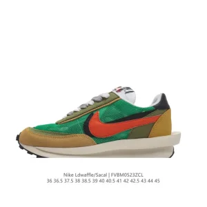 Sacai x Nike LDWaffle Dual Swoosh Layered Sole Running Shoes