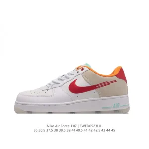 Nike Air Force 1 07 Low White Leather Sneakers with Air Cushioning