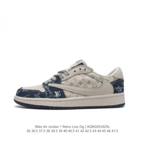 Travis Scott x Louis Vuitton x Nike Air Jordan 1 Low OG SP Damier Azur Brown LV Monogram