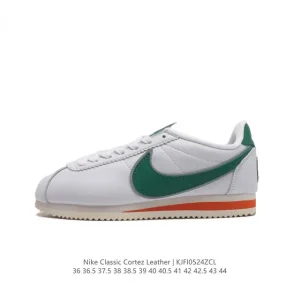Nike Classic Cortez QS 'Hawkins High' Leather White Green Orange Retro Running Shoes