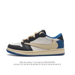 Jordan Air 1 Low OG SP Military Blue Reverse Swoosh Leather Sneakers