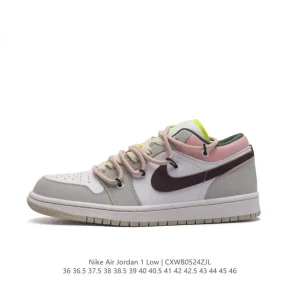Nike Air Jordan 1 Low GS White Black Phosphor Basketball Shoes
