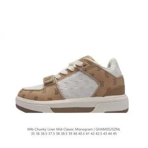 MLB Chunky Liner Mid Retro Street Style Leather Sneakers