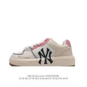 MLB Chunky Liner Mid Retro Street Style Leather Sneakers for Men and Women