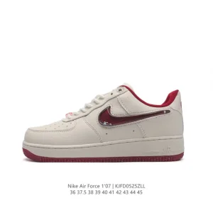 Nike Air Force 1 '07 Low White Leather Casual Sneakers with Air Cushioning