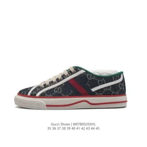 Gucci Tennis 1977 Classic Canvas Sneaker with Red Green Rubber Sole