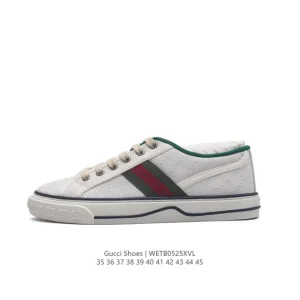 Gucci Tennis 1977 Canvas Sneakers with Red Green Rubber Sole