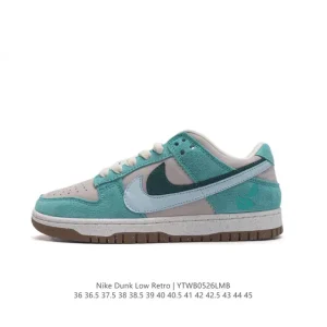 Nike Dunk Low SE Double Swoosh Vintage Leather and Suede Sneakers