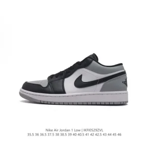Air Jordan 1 Low Retro Classic Leather Sneakers with Air Cushioning