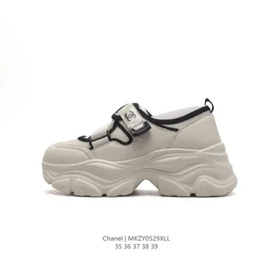 Chanel Logo Velcro Flat Slide Sandals with Thick Sole