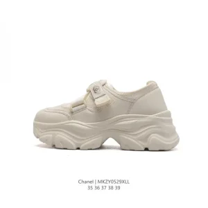 Chanel Logo Velcro Flat Slide Sandals with Thick Sole
