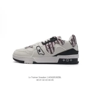 Louis Vuitton Trainer Sneaker Low Top Leather Shoes with Thick Sole