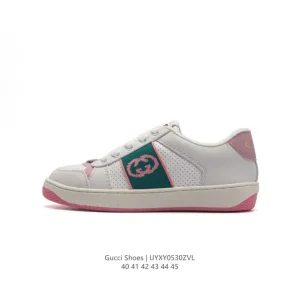 Gucci Rhyton Platform Sneaker White Leather Thick Sole Men's Shoes 2024