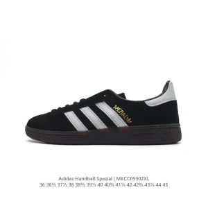Adidas Handball Spezial Vintage Leather Court Shoes with Rubber Sole