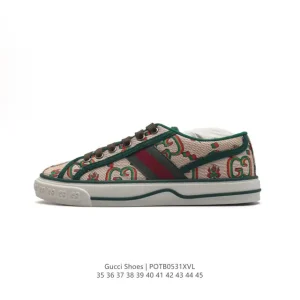 Gucci Tennis 1977 Canvas Sneakers with Red Green Rubber Sole