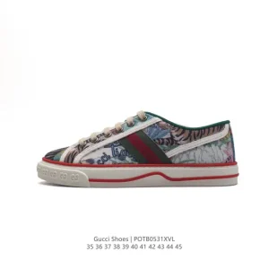 Gucci Tennis 1977 Canvas Sneakers with Red Green Rubber Sole