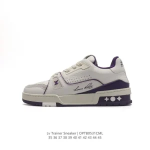 Louis Vuitton Trainer Sneaker Low Top Leather Shoes with Thick Sole
