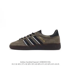 Adidas Handball Spezial Vintage Leather Sneakers with Gum Sole