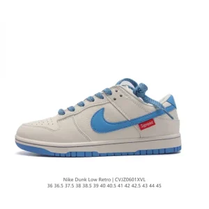 Supreme x Nike Dunk Low Off-White Leather Sneakers