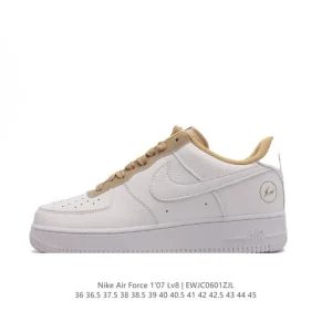 Nike Air Force 1 '07 Low White Leather Sneakers with Air Cushion