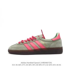 Adidas Handball Spezial Vintage Leather Sneakers with Three Stripes
