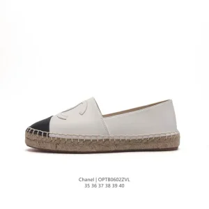 Chanel Classic CC Logo Canvas and Leather Fisherman Flat Shoes
