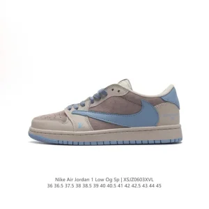 Travis Scott x Louis Vuitton x Nike Air Jordan 1 Low OG SP Damier Azur Brown Monogram
