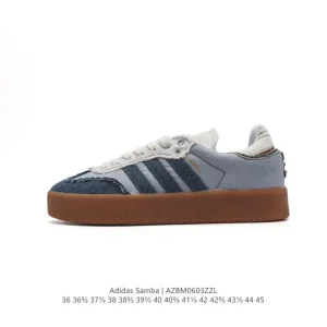 Adidas Samba Stacked Denim atmos Collaboration Dark Silver Rubber Sole