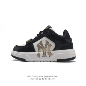MLB Chunky Liner Mid Retro Streetwear Leather Sneakers for Men and Women