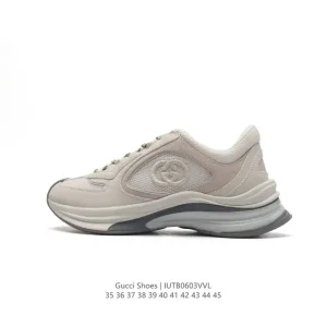 Gucci Rhyton Platform Leather Sneakers White Thick Sole