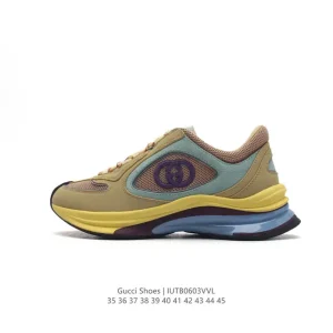 Gucci Rhyton Leather White Platform Sneakers for Men and Women