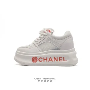 Chanel 2023 Classic White Platform Sneakers for Women