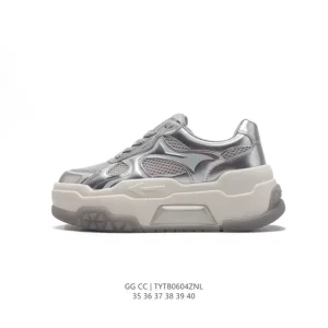 Gg Cc Luxury Leather Platform Sneakers for Women