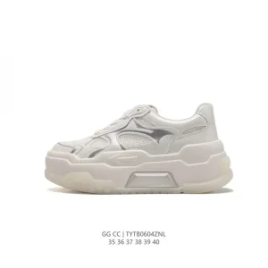 Gg Cc Luxury Leather Platform Sneakers for Women