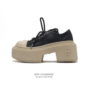 SMFK Cross Flower Canvas Shoes Thick Sole Chunky Platform Boots