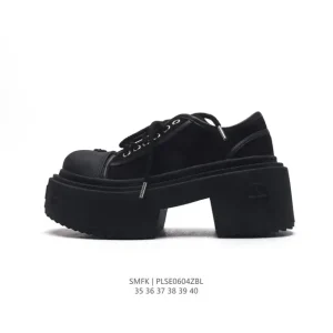SMFK Cross Flower Canvas Shoes Thick Sole High Top Boots