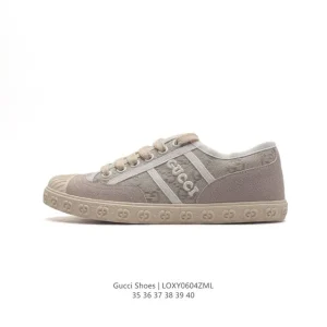Gucci GG Canvas Sneaker Vintage Unisex Shoes with Gum Sole