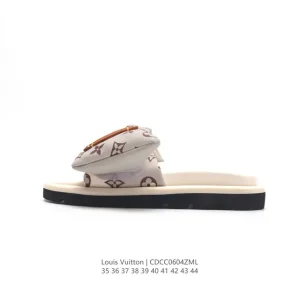 Louis Vuitton Men's Women's Classic Beach Slippers with Magic Tape